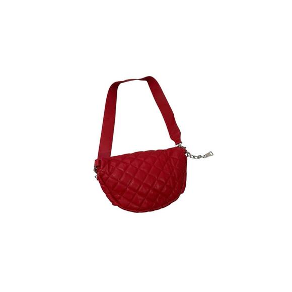 Steve Madden Faux Leather Quilted Red Belt Bag Travel Concert - Picture 2 of 7